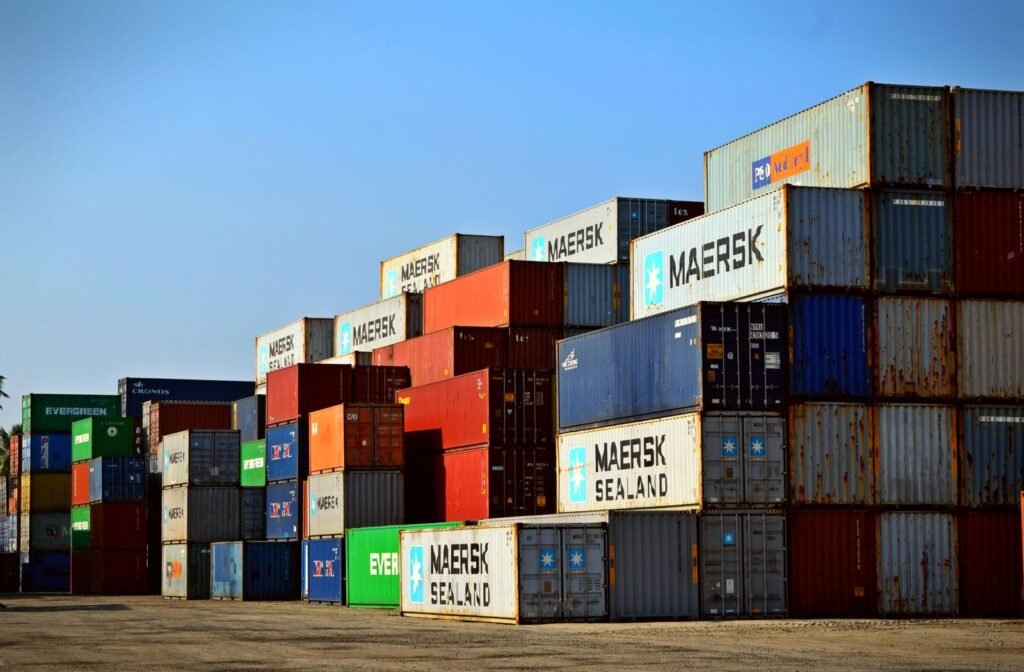 Colorful shipping containers at a logistics yard
